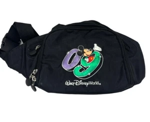 Walt Disney World Mickey Mouse Fanny Pack Waist Belly Belt Bag 2009 Black Nylon - Picture 1 of 4