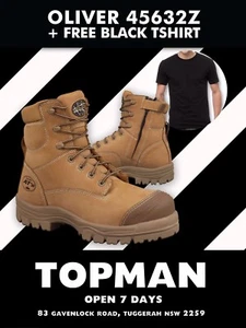 Oliver AT's 45632z Work Boots Zip Lace Up Metal Free ToeCap Safety +FREE T-shirt - Picture 1 of 7