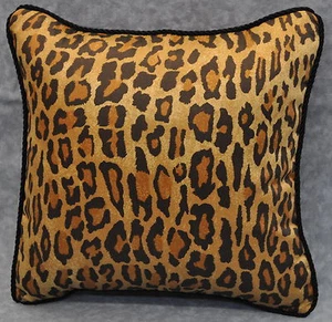 New Corded Accent Pillow made w Ralph Lauren Venetian Court Leopard Fabric 12" - Picture 1 of 2