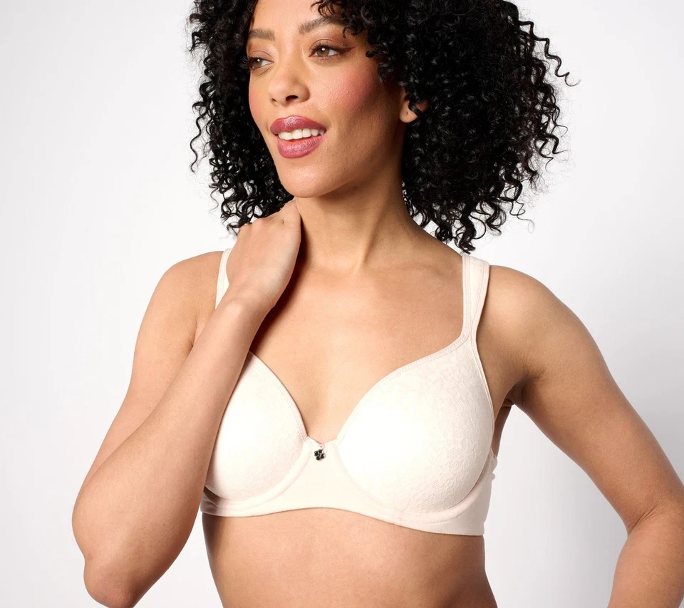 Breezies Lace Elegance Smooth Underwire T-Shirt Bra Champagne C/44 New - Image 1 of 1