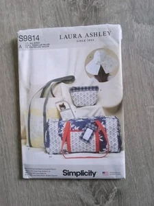 Simplicity Pattern 9814 Laura Ashley Duffle Bag, Eyeglass Case Cosmetics, Hat - Picture 1 of 2
