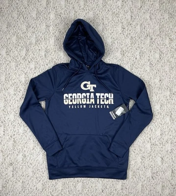 New Sz Small Men’s Colosseum Georgia Tech Yellow Jackets Hoodie Sweatshirt Blue - Image 1 of 4