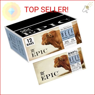 Barritas de proteína EPIC, carne de res sal marina pimienta, ceto y paleo amigables, 1,3 oz, 12 quilates Foto 1 de 2