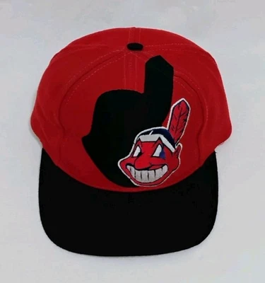 Boné Snapback Vintage Drew Pearson The Shadow MLB Cleveland Indians Grande Logotipo - Imagem 1 de 4