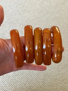 Vintage Phenolic Amber Bakelite Catalin Component Handles Marbled 74.6 G Orange - Foto 1 di 12