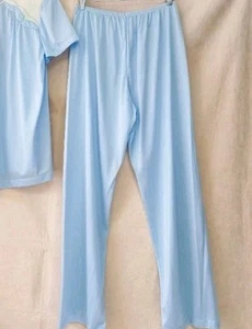 Vtg Vanity Fair Pajama Set 12... Small Waist Long Pants All Nylon Sky Blue USA - Picture 1 of 6