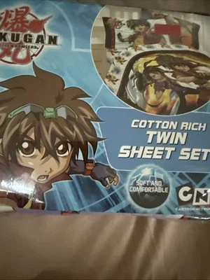 Комплект простыней Bakugan Battler Brawlers из двойной хлопковой смеси мягкий и удобный запечатанный - Изображение 1 из 4