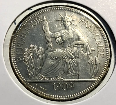 elf French Indo China 1 Piastre 1909 A Silver - Image 1 of 2