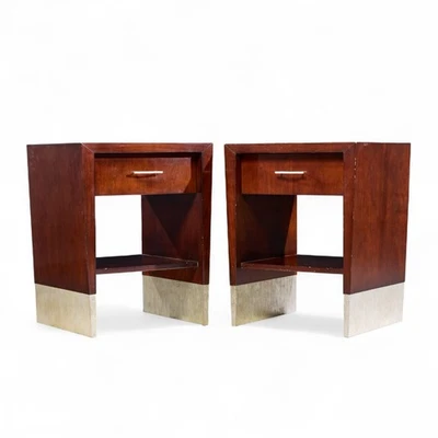 Mesitas de noche Jacques Garcia para muebles de panadero caoba - Par Foto 1 de 4