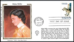 1979 Guide Dogs Sc 1787 FDC Colorano Silk cachet seeing eye service Helen Keller - Picture 1 of 1