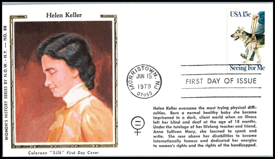 1979 Guide Dogs Sc 1787 FDC Colorano Silk cachet seeing eye service Helen Keller - Image 1 of 1