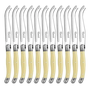 12pc Laguiole Etiquette 23.5cm Stainless Steel Cheese Knife Set Cutlery Ivory - Picture 1 of 2