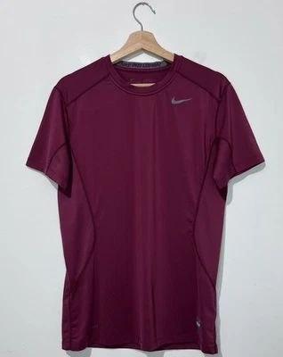 Nike Pro Combat Mens T Shirt M Burgundy Crew Neck Short Sleeve Breathable Logo - Image 1 of 4