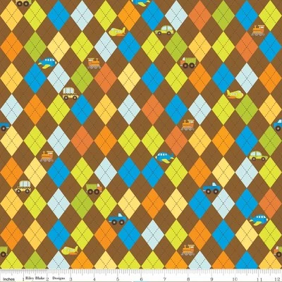 On the Go Brown Argyle de Bo Bunny para Riley Blake, 1/2 yarda tela 100% algodón Foto 1 de 2