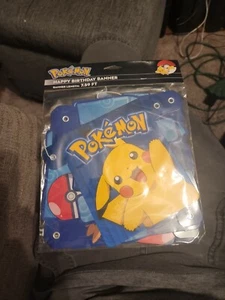Pokemon Happy Birthday Party Banner Decoration 7.59 ft Jointed Pikachu Pokeball - Picture 1 of 3