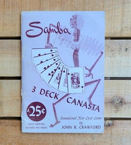 WIE MAN SAMBA SPIELT: 3 DECKS CANASTA VINTAGE 1951 BUCH VON JOHN R. CRAWFORD - Bild 1 von 15