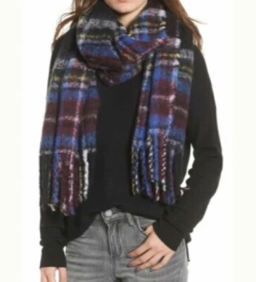 BP Mujer Flecos Multicolor Azul Negro Flecos Bufanda Invierno Frío Otoño Informal  Foto 1 de 4