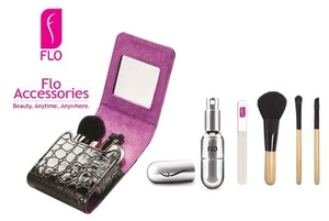 FLO Beauty Organizer Make Up Case Set Perfume Atomiser Glass Nail File Brushes - Picture 1 of 8