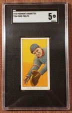 1909 Piedmont 350 T206 Eddie Phelps Authentic Original Baseball Card SGC 5 EX