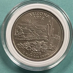 2008-D Brilliant US Arizona 48th State Quarter Coin Art Grand Canyon & Saguaro - Picture 1 of 2