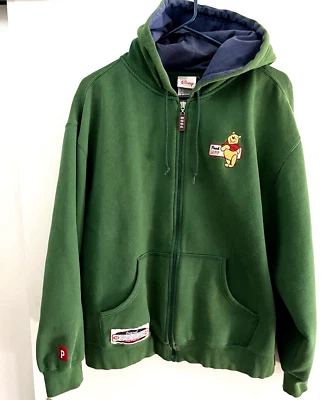 Winnie The Pooh Hooded Sweatshirt Green Full Zip Medium Women Heavy Fabric Disny - Image 1 of 4