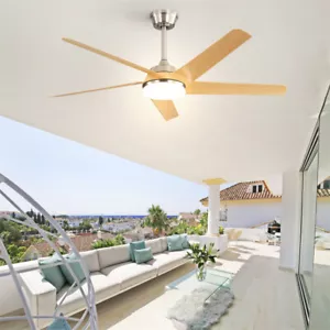 52in Modern Ceiling Fan Dimmable LED Light 5 ABS Blades w/Remote Various Spaces - Picture 1 of 9