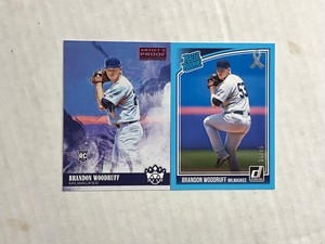 BRANDON WOODRUFF LOT OF 2 2018 Donruss FATHER'S DAY RIBBON RC /49 + DK PROOF RC!
