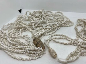 Seashell Beaded Necklace Long String Small White Shells Natural Shell Jewelry - Picture 1 of 10