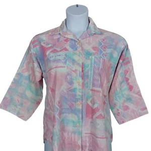 Vintage California Connection Inc. Colorful Pastel Button Down Shirt Size Medium - Picture 1 of 11