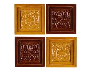 Lifetime 12" Metall Wandtafeln Dekoration - 4er Set (burgund & gold) NEU IM KARTON - Bild 1 von 4