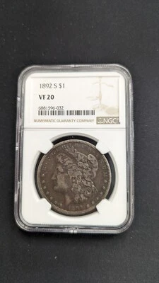 1892 S Morgan Silver $1 Dollar Coin - NGC VF 20  - Image 1 of 4