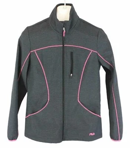 Fila Womens Ladies Dark Gray Pink Front Zip Activewear Jacket Size Small - Picture 1 of 5