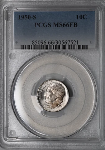 1950-S Roosevelt Dime PCGS MS66FB Cover