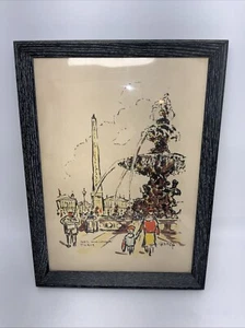 Orignal signed Fred Roner Water Color "Place de la Concorde" Paris France - Picture 1 of 9