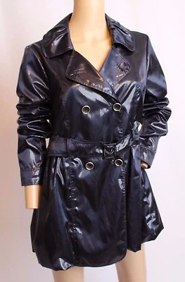 Abrigo Chaqueta Armani Collezioni Italia Azul Marino Lunares Brillantes Dobladillo Burbuja 6 Foto 1 de 4