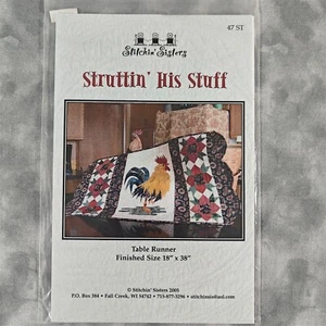 Stitchin Sisters "Struttin’ His Stuff" Table Runner Quilt Pattern Rooster 18x38" - Picture 1 of 16