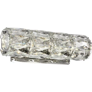 Chrome and Crystal Bathroom or Dining Room Vanity Wall Sconce Light Fixture 12in - Picture 1 of 8
