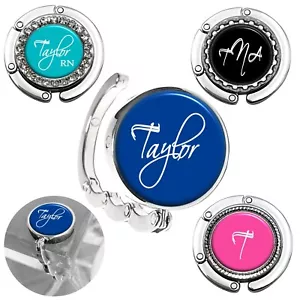 Personalized Script Purse Hanger Foldable Portable Handbag Hook for Table/Desk - Picture 1 of 14