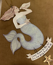 Metal Shimmering MERMAID Sign Plaque Decor Come To The Sea’ 8”