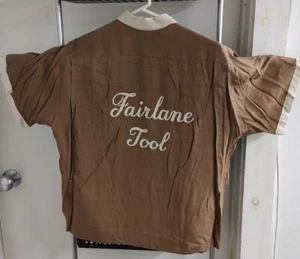 CAMISA DE BOLICHE FAIRLANE TOOLS ATOMIC AGE VINTAGE Punto de Cadena Bordado - Imagen 1 de 4