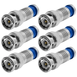 6 Pcs Premium BNC Male Compression Connector RG59 Coax Coaxial Cable CCTV Camera - Picture 1 of 3