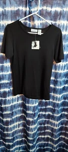JACLYN SMITH NEW Black Cable Knit Round Neck Sweater Short Sleeve Size Medium - Picture 1 of 3