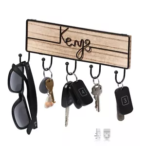 Wall Mounted Key Rack with 5 hooks Entryway Rustic and Boho Decor Key hanger key - Picture 1 of 5
