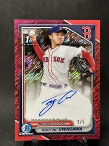 2024 Bowman Chrome #CPA-NU Naoyuki Uwasawa SP Red Auto 3/5 Boston Red Sox - Picture 1 of 2