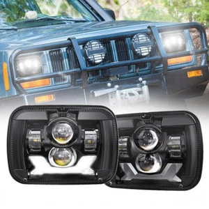 7x6'' 5x7" RHD LED Headlight High Low Beam DRL For Jeep Cherokee XJ YJ Chevy - Picture 1 of 12