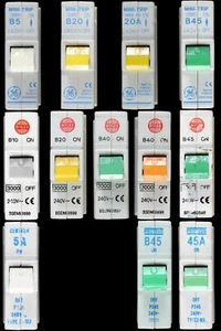 WYLEX PUSH IN 6 10 16 20 30 45 AMP MCB SCHUTZSCHALTER OHNE SOCKEL GE PROTEUS (S 26) - Bild 1 von 22