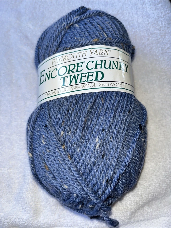 Plymouth Yarn Encore Tweed Yarn Blue 4108 Arcylic Wool Rayon Turkey 100g 143 Yds - Image 1 of 1