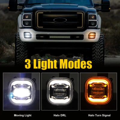 for Ford F-250 F-350 F-450 F-550 Super Duty 2005-2007 LED Fog Lights w/ DRL Turn - Image 1 of 4