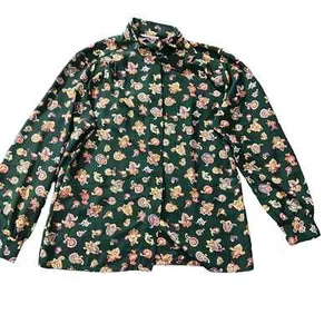 Vintage Pendleton Green Paisley Mock Neck Satin Blouse Size 10 - Picture 1 of 3