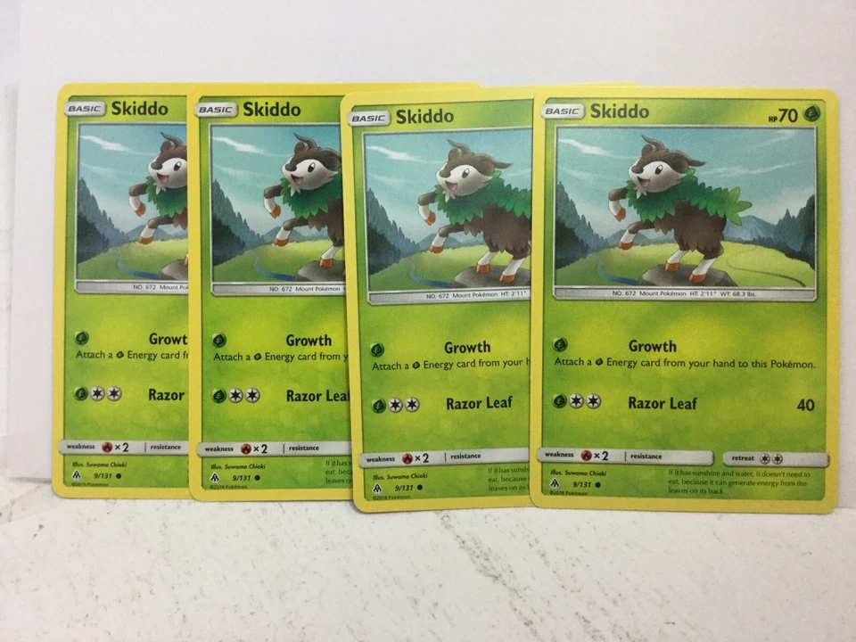 POKEMON 4X SKIDDO 9/131 COMMON CARD SUN & MOON FORBIDDEN LIGHT NM/MINT - Image 1 of 1